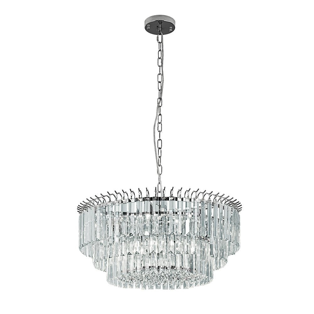 9-Light Round Drum 3-Tier Crystal Chandelier