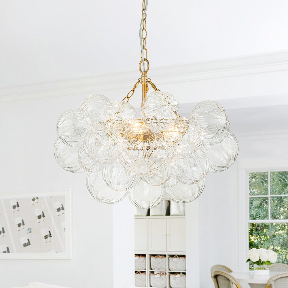 Textured Glass Globe Chandelier | 3 or 8 Lights