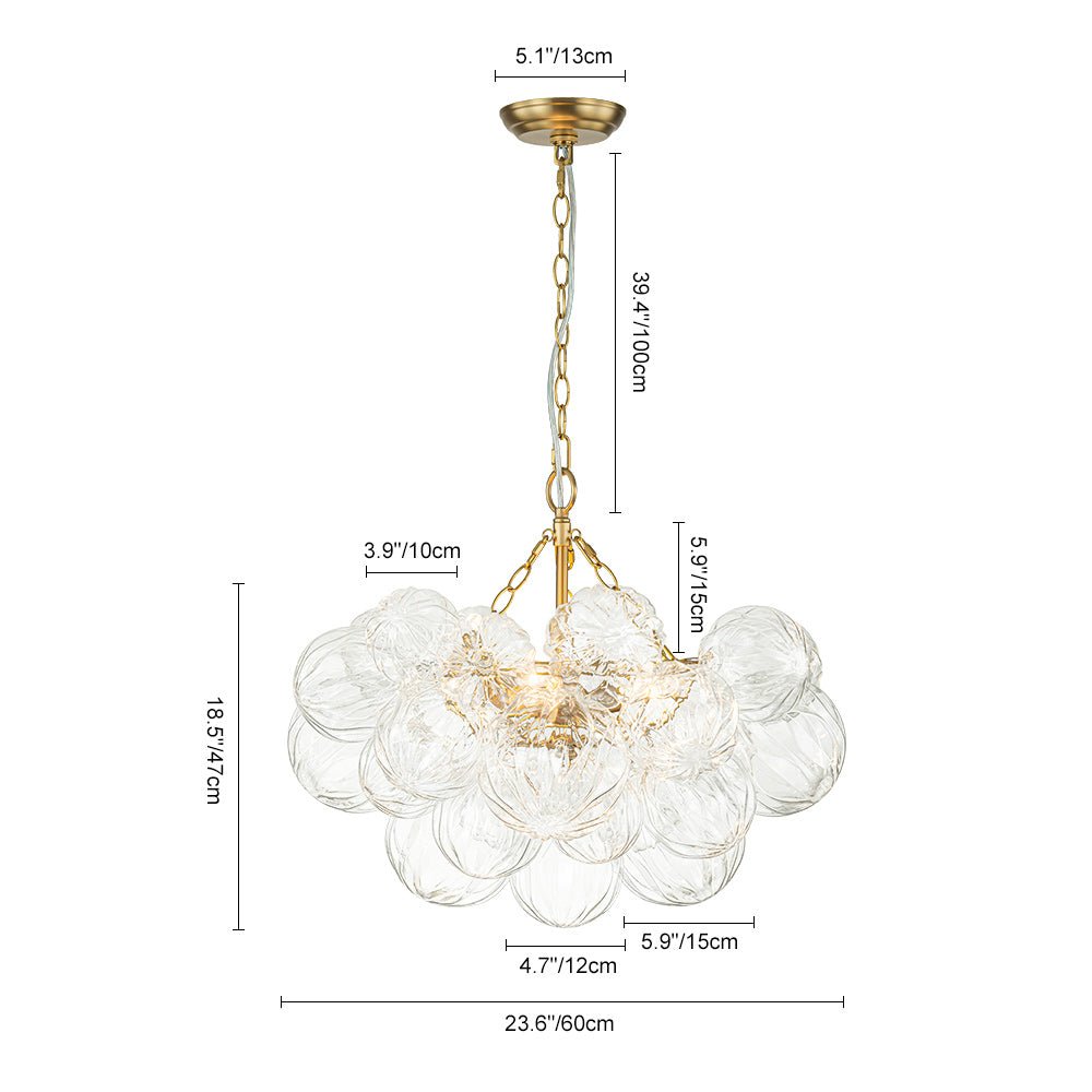Textured Glass Globe Chandelier | 3 or 8 Lights