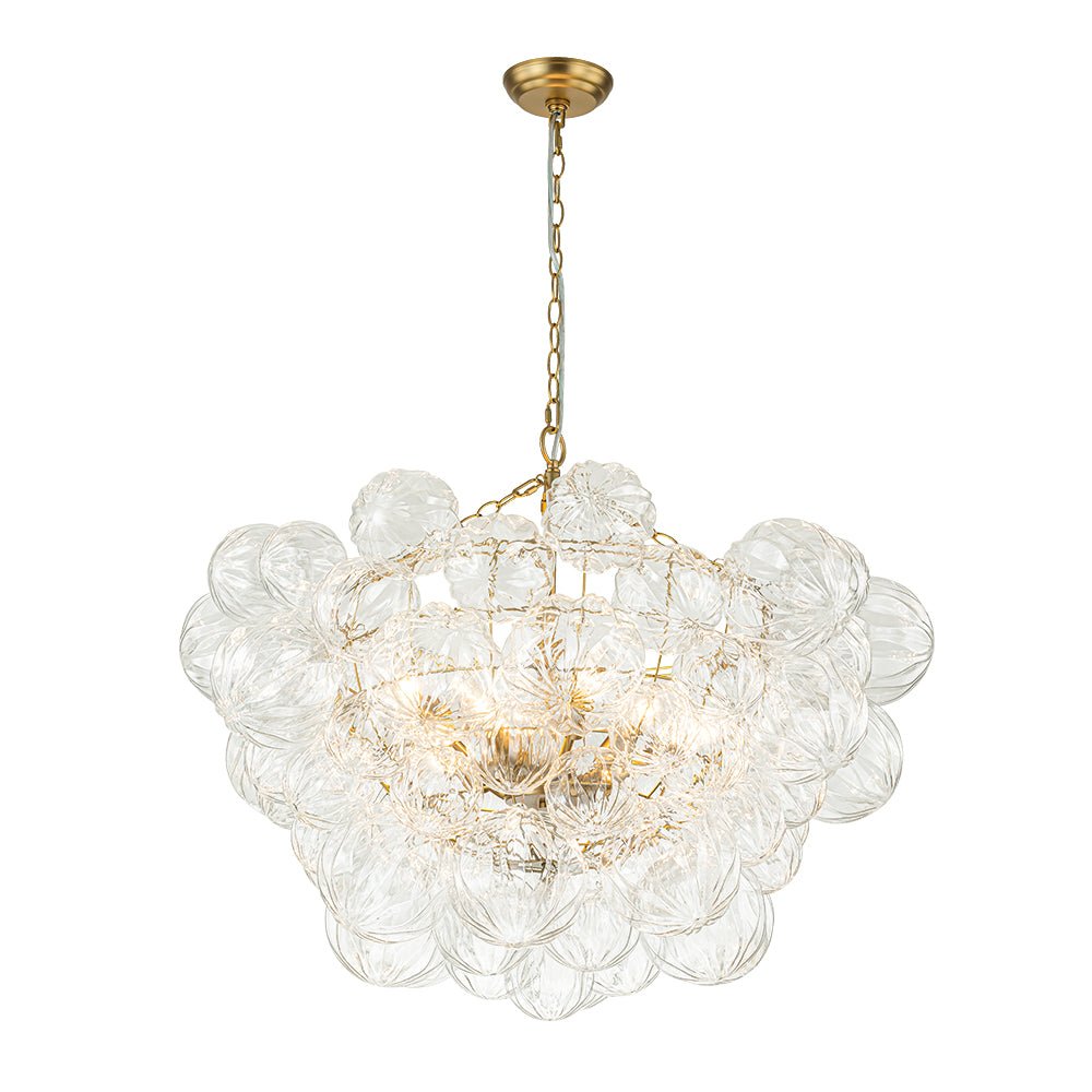 Textured Glass Globe Chandelier | 3 or 8 Lights