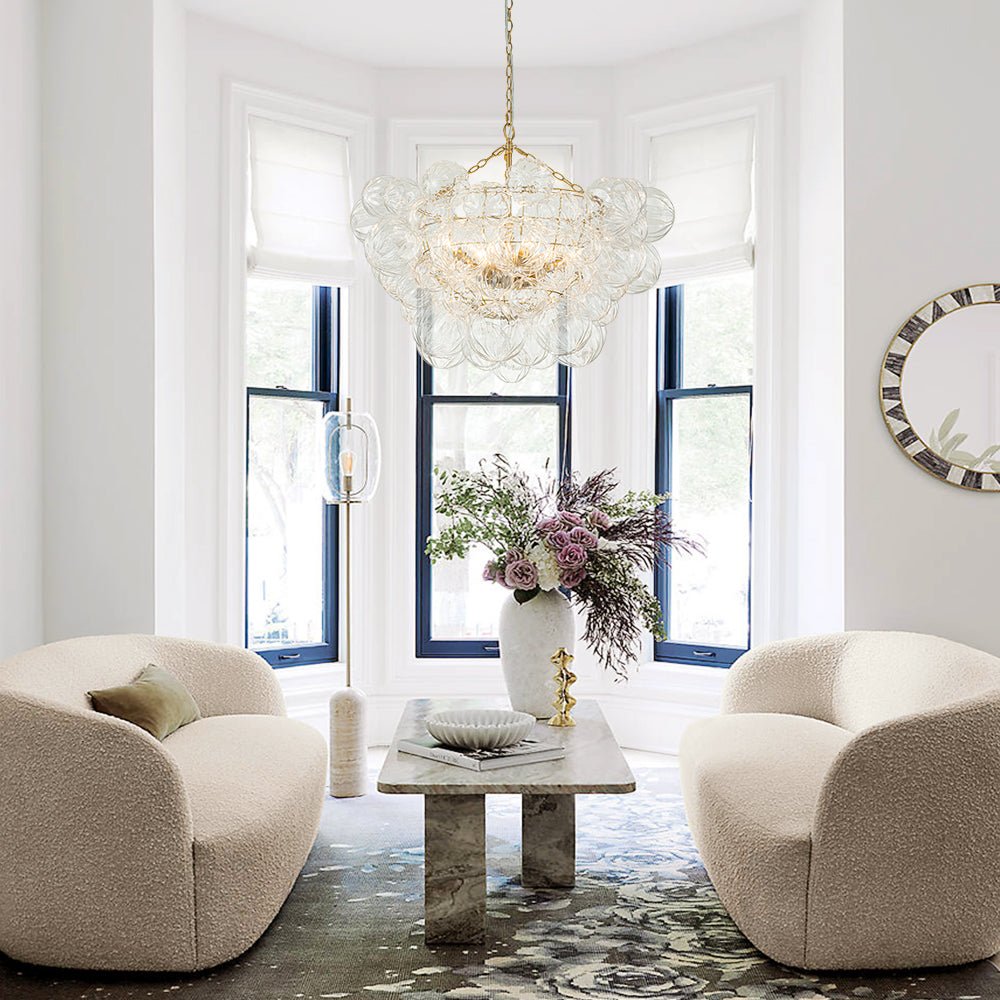 Textured Glass Globe Chandelier | 3 or 8 Lights