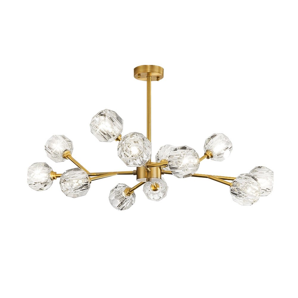 12-Light Modern Brass Crystal Sputnik Chandelier