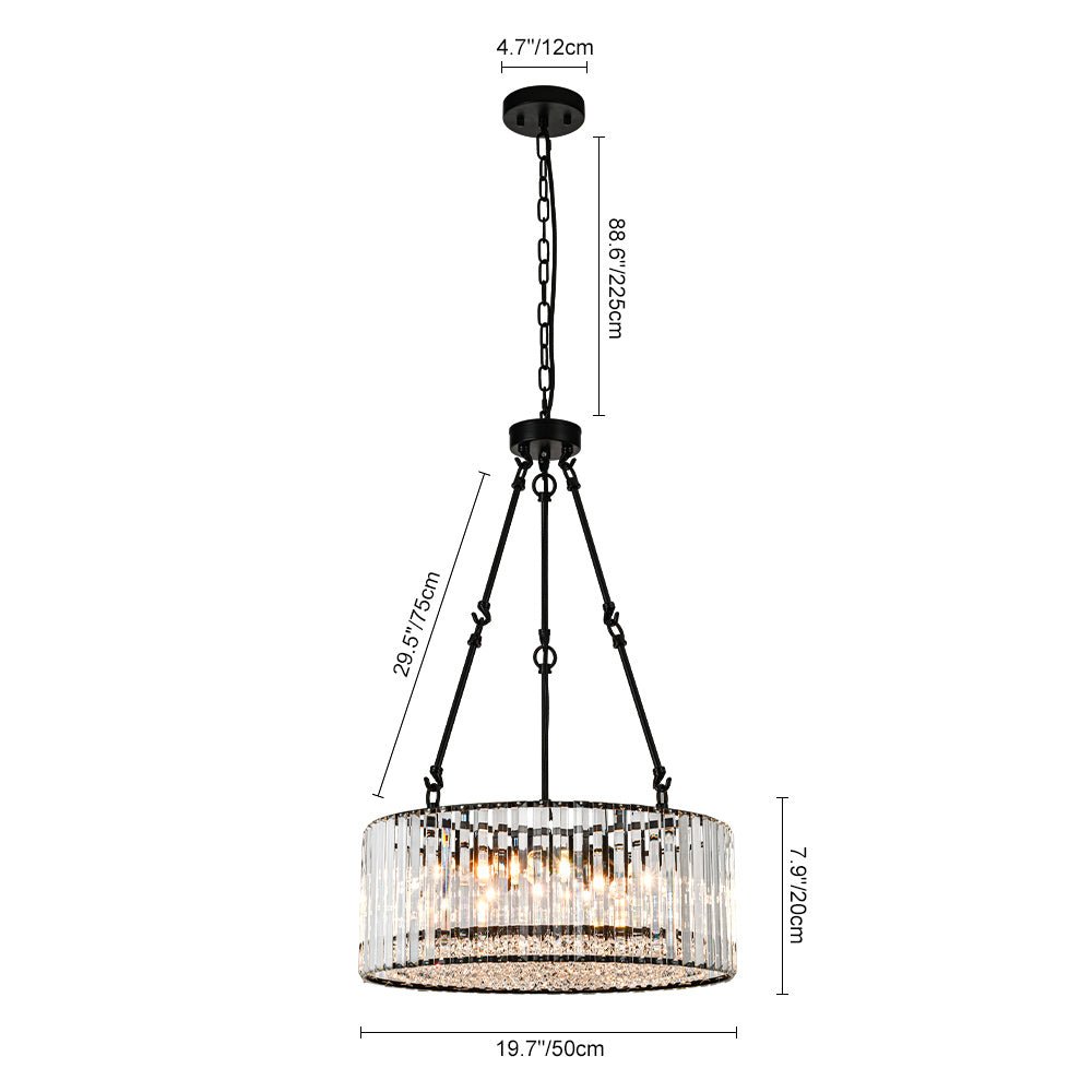 5-Light Crystal Drum Chandelier - Adjustable Rods