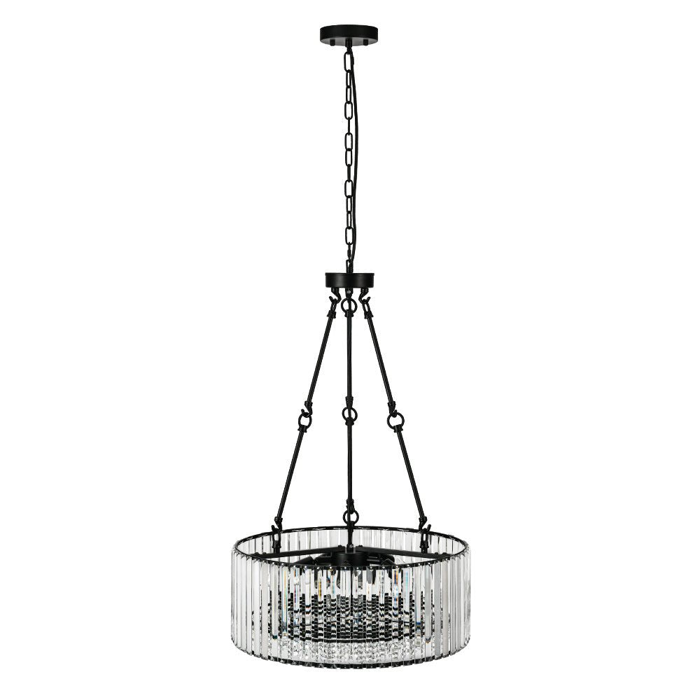 5-Light Crystal Drum Chandelier - Adjustable Rods