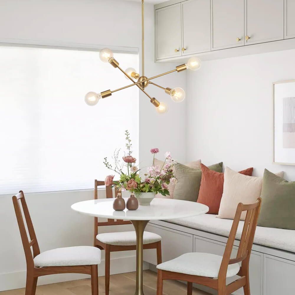 6-Light Brass Sputnik Chandelier