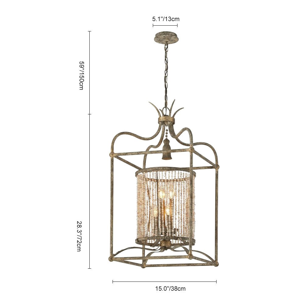 4-Light Rustic Lantern Chandelier