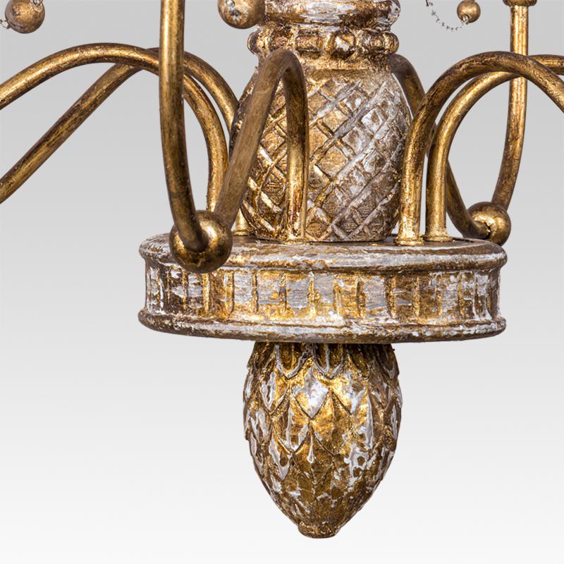 6-Light Distressed Gold Shabby Chandelier