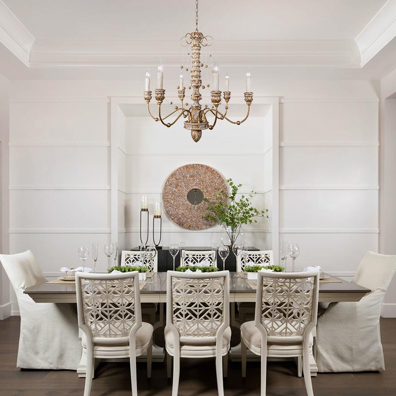 6-Light Distressed Gold Shabby Chandelier