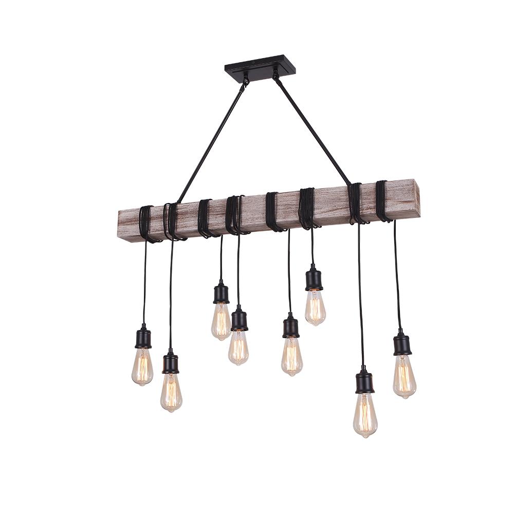 8-Light Rustic Wooden Farmhouse Light