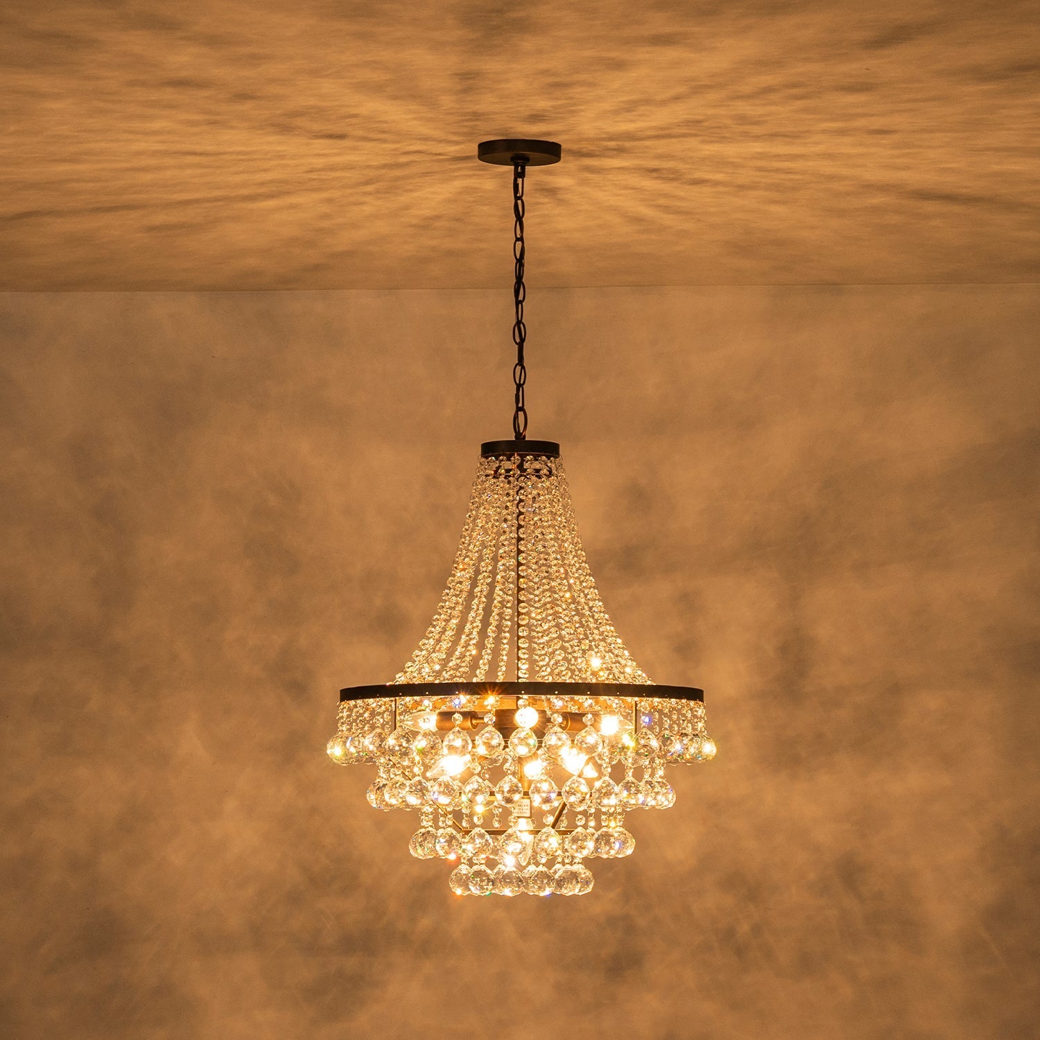 7-Light Tiered Empire Crystal Drop Chandelier