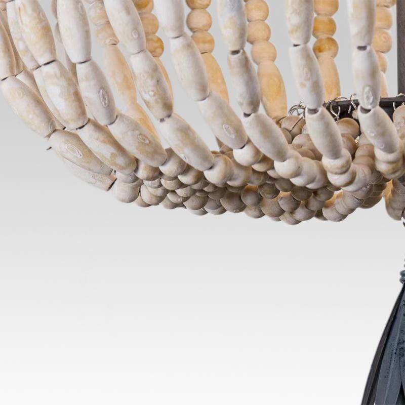 2-Light Wood Bead Farmhouse Chandelier