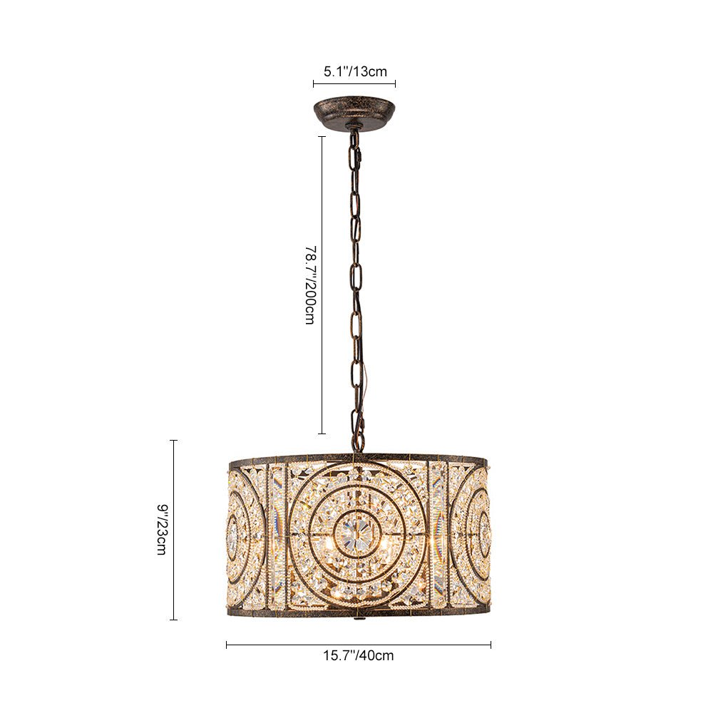 4-Light Vintage Crystal Accent Drum Chandelier