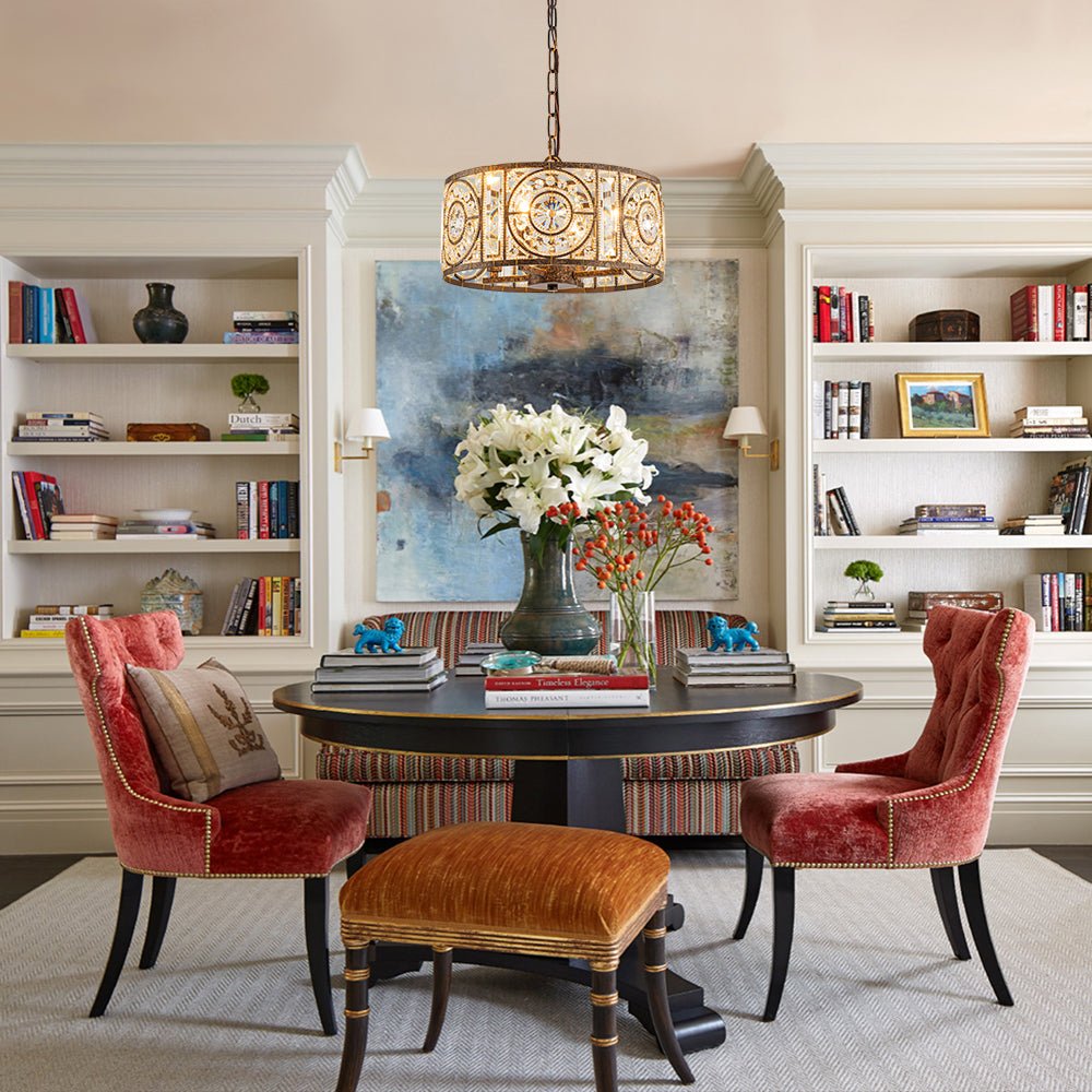 4-Light Vintage Crystal Accent Drum Chandelier