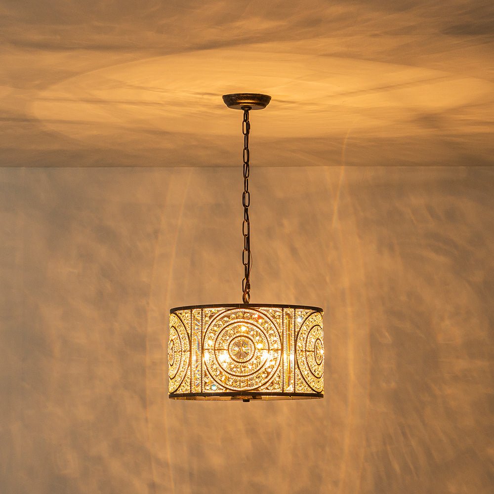 4-Light Vintage Crystal Accent Drum Chandelier
