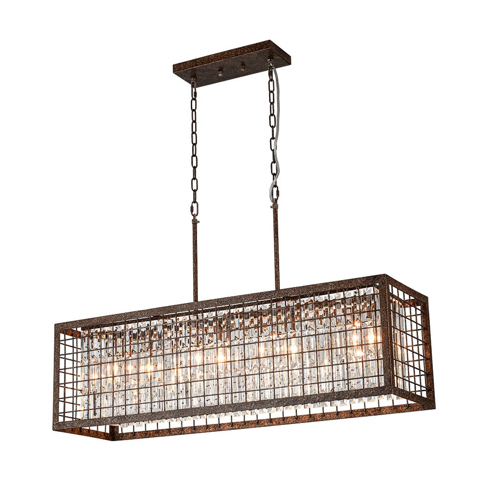 4-Light Hollow Frame Crystal Rectangle Chandelier