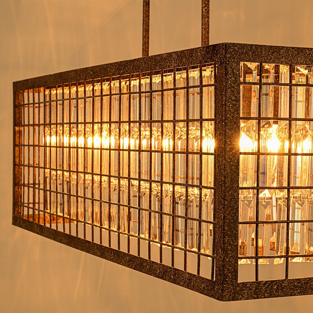 4-Light Hollow Frame Crystal Rectangle Chandelier