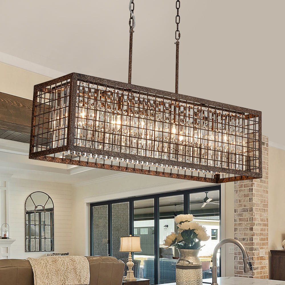 4-Light Hollow Frame Crystal Rectangle Chandelier