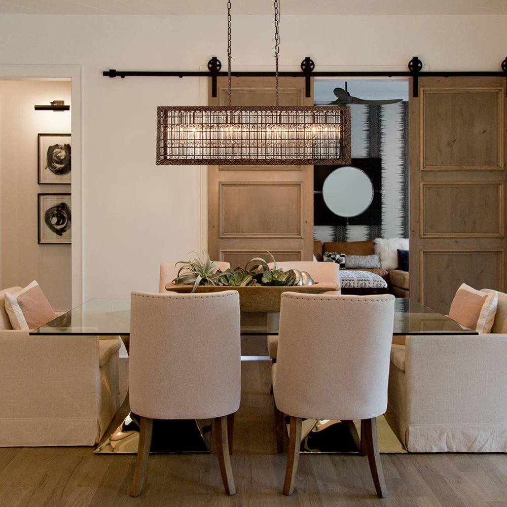 4-Light Hollow Frame Crystal Rectangle Chandelier