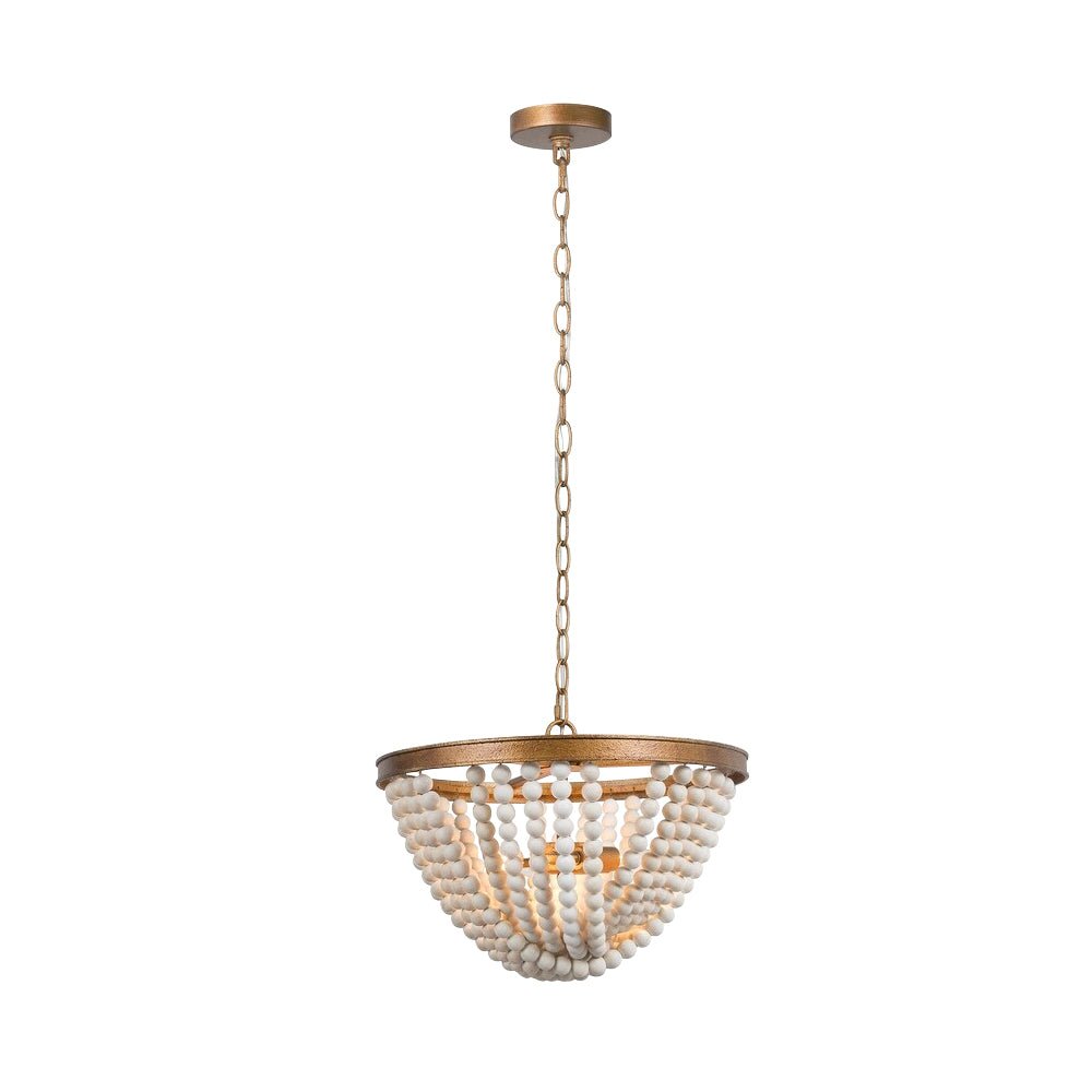 3-Light Bohemian Wood Bead Chandelier