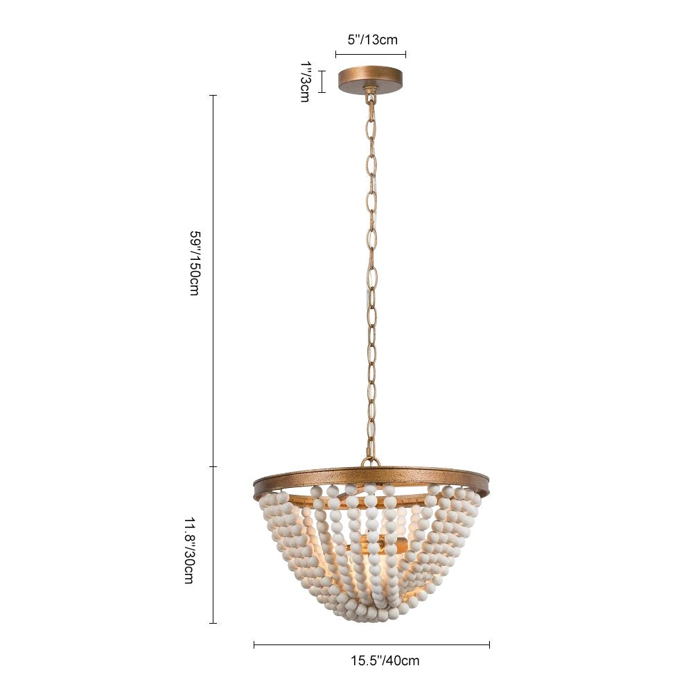 3-Light Bohemian Wood Bead Chandelier