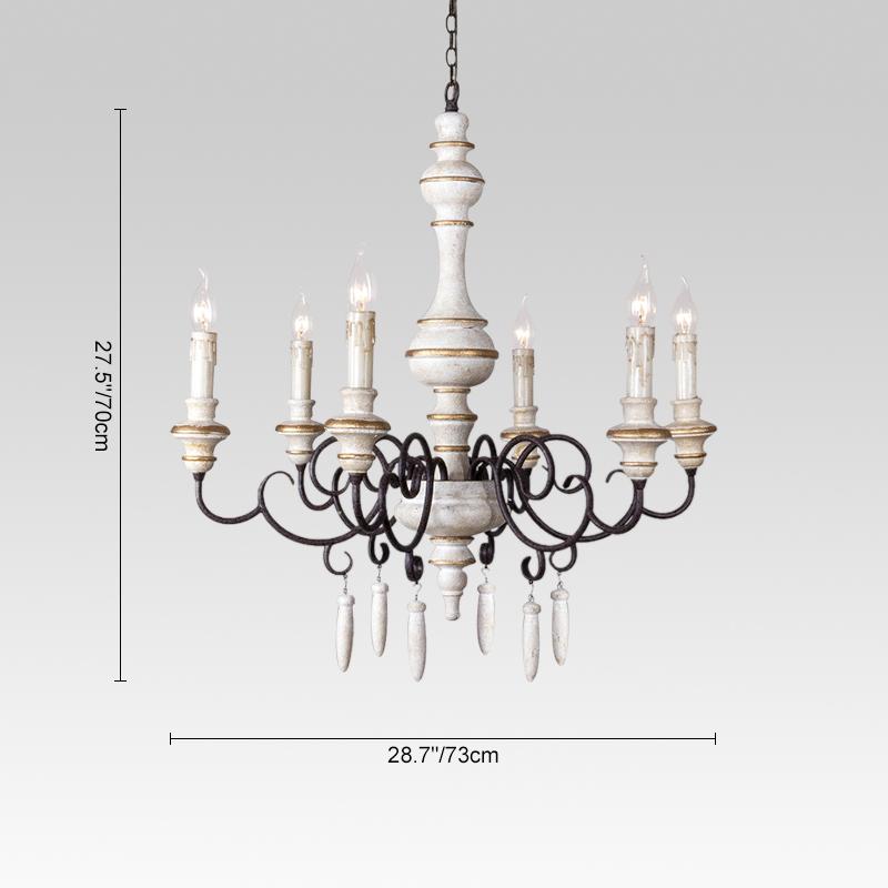 Chic 6-Light Distressed White Candle Chandelier