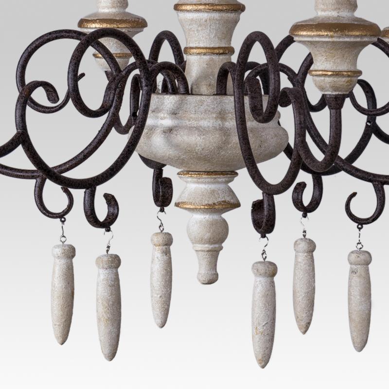 Chic 6-Light Distressed White Candle Chandelier
