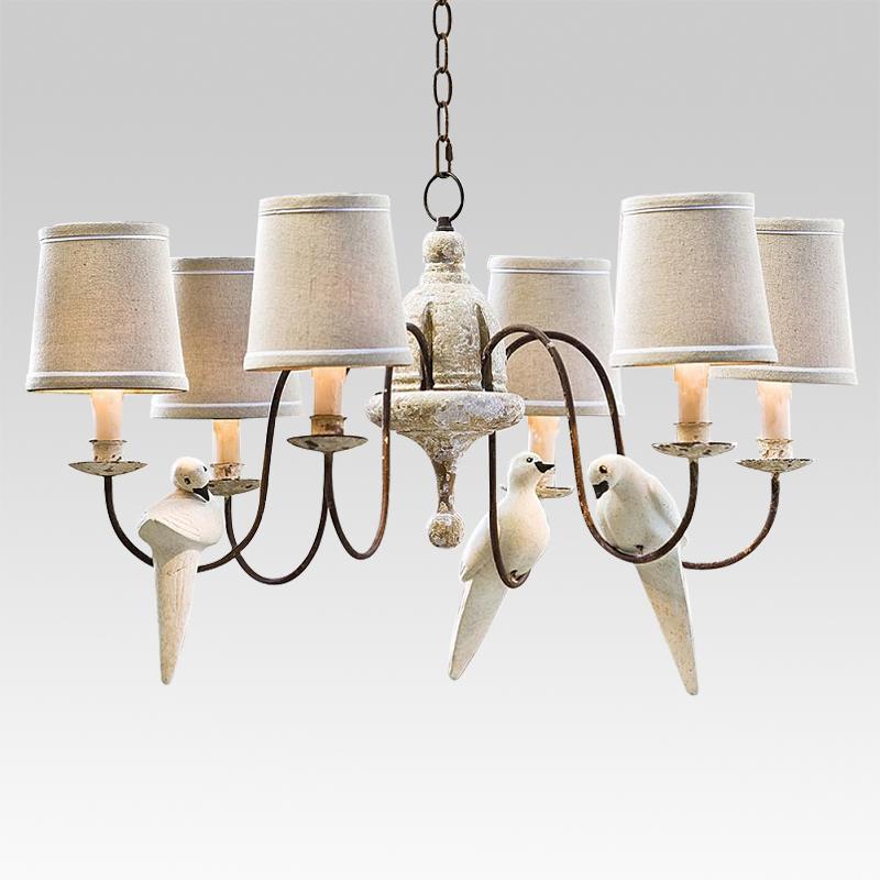 6-Light Beige Bird Farmhouse Chandelier