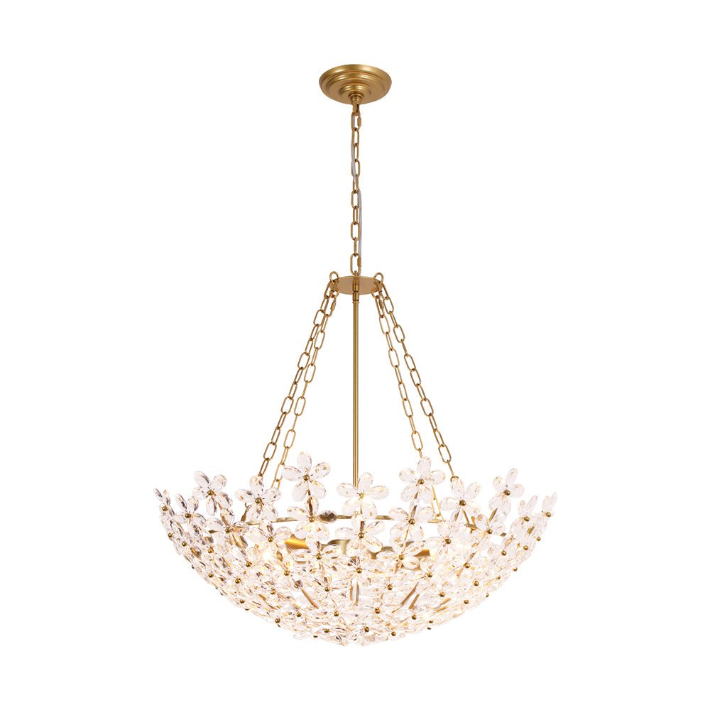 6-Light Gold Five-Leaf Clover Blossom Chandelier