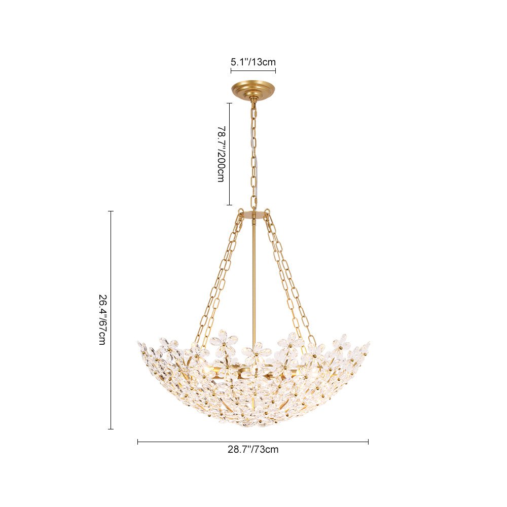 6-Light Gold Five-Leaf Clover Blossom Chandelier
