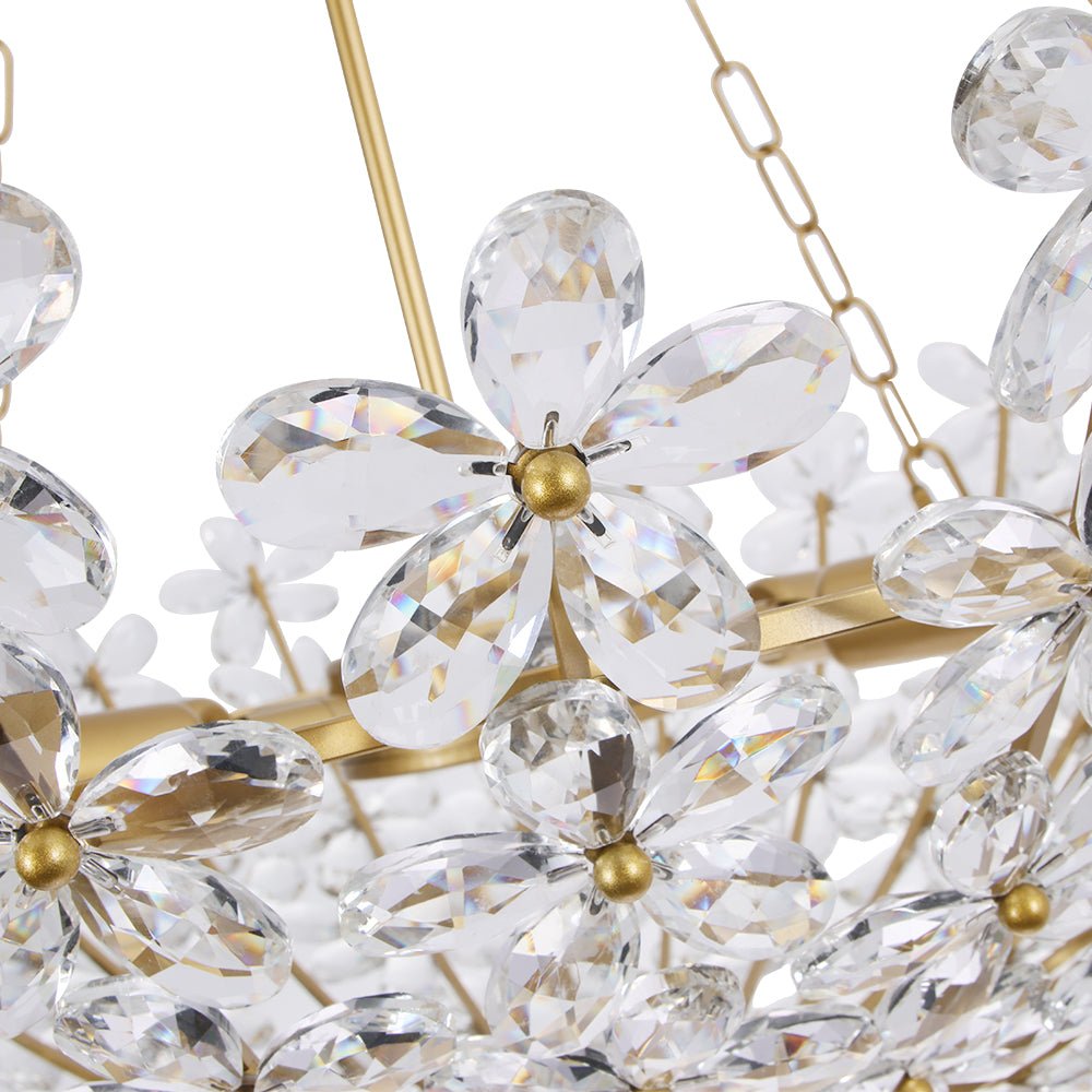 6-Light Gold Five-Leaf Clover Blossom Chandelier