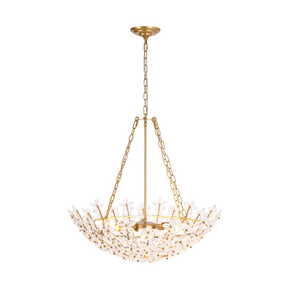 6-Light Gold Five-Leaf Clover Blossom Chandelier