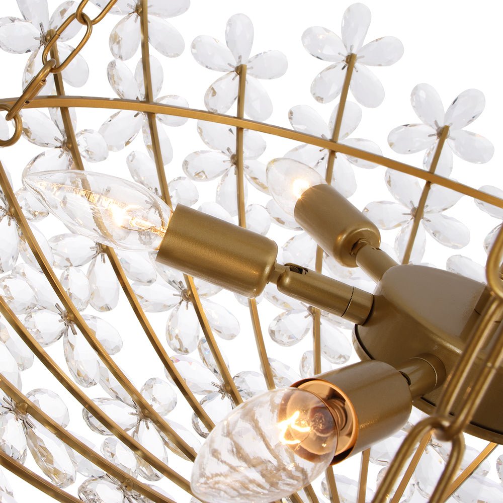 6-Light Gold Five-Leaf Clover Blossom Chandelier