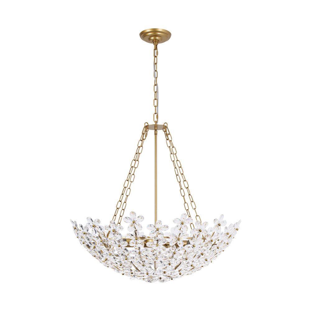6-Light Gold Five-Leaf Clover Blossom Chandelier