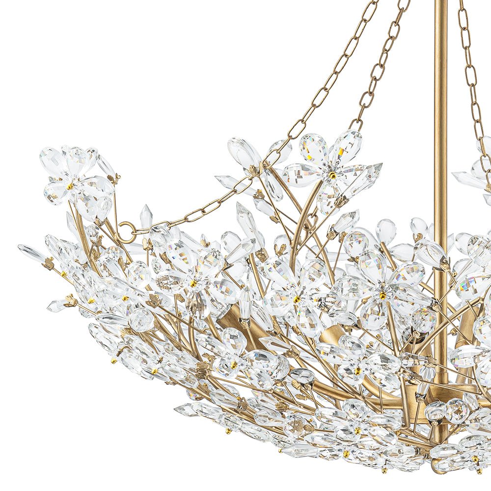 6-Light Gold Floral Basket Crystal Chandelier