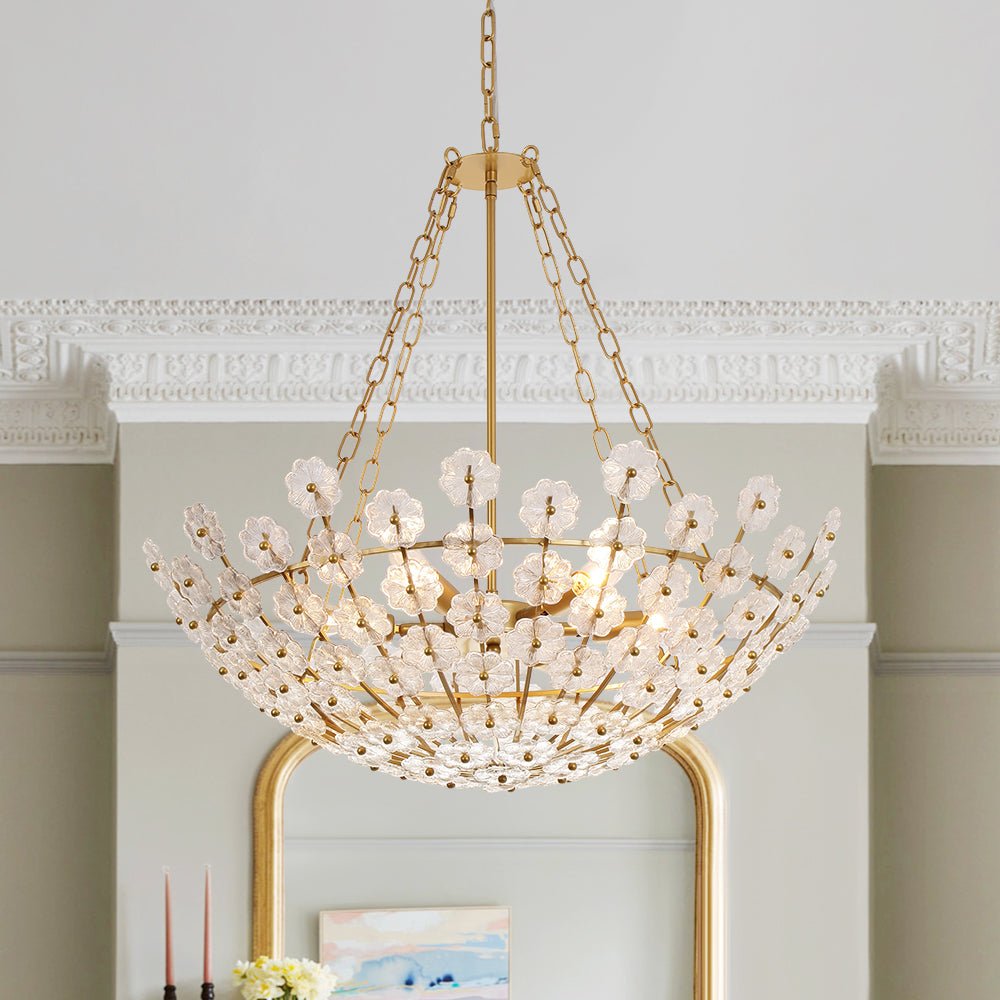 6-Light Gold Plum Blossom Basket Chandelier