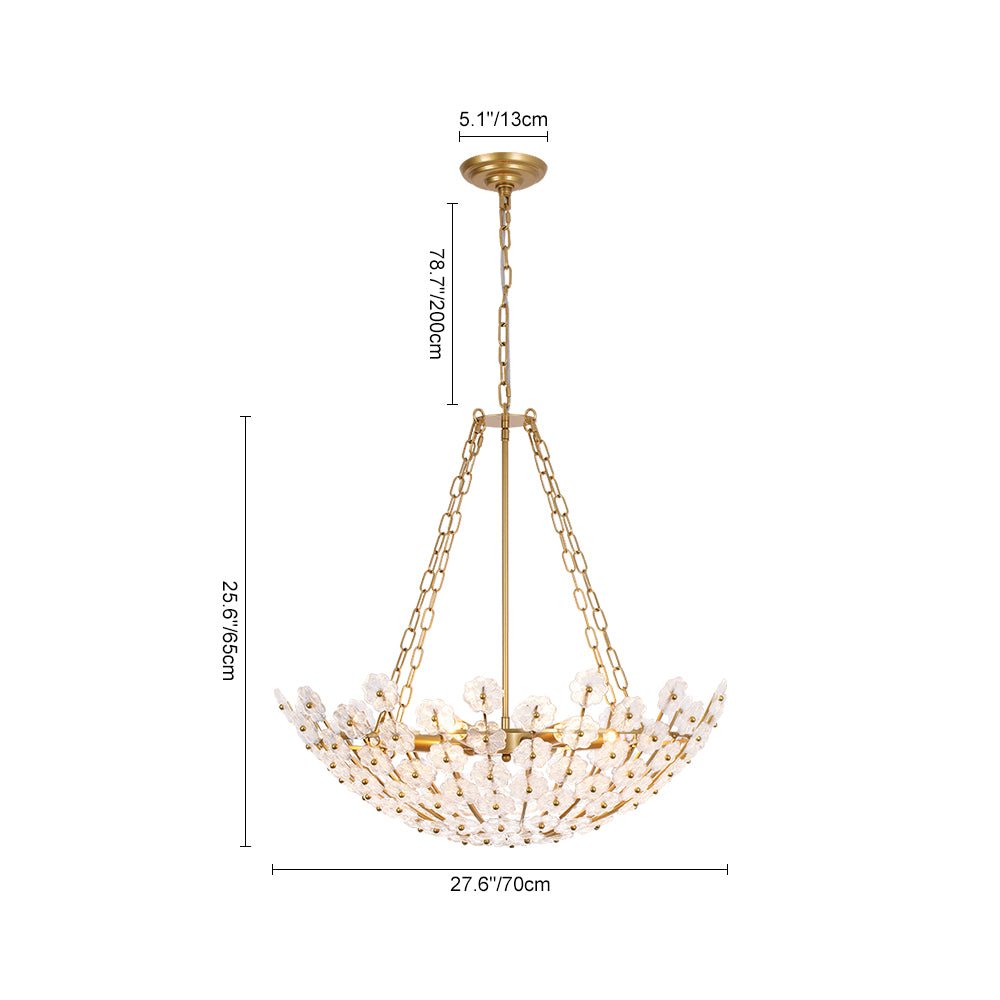 6-Light Gold Plum Blossom Basket Chandelier