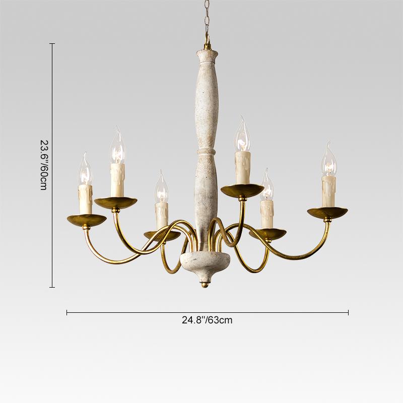 6-Light White French Country Chandelier