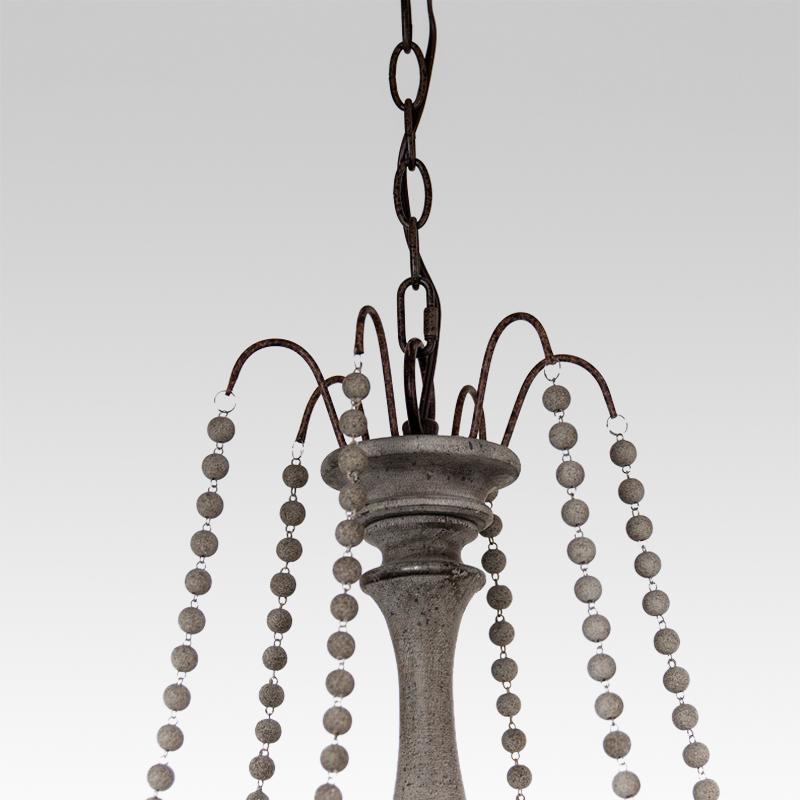 6-Light Wooden Bead Candle Chandelier | 2 Colours