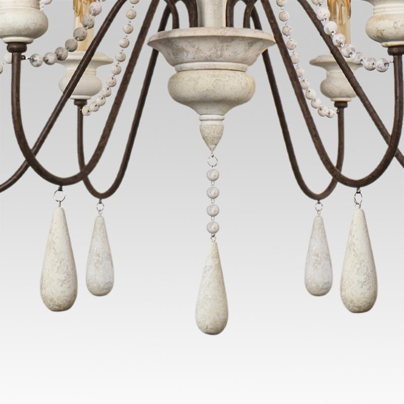 6-Light Wooden Bead Candle Chandelier | 2 Colours
