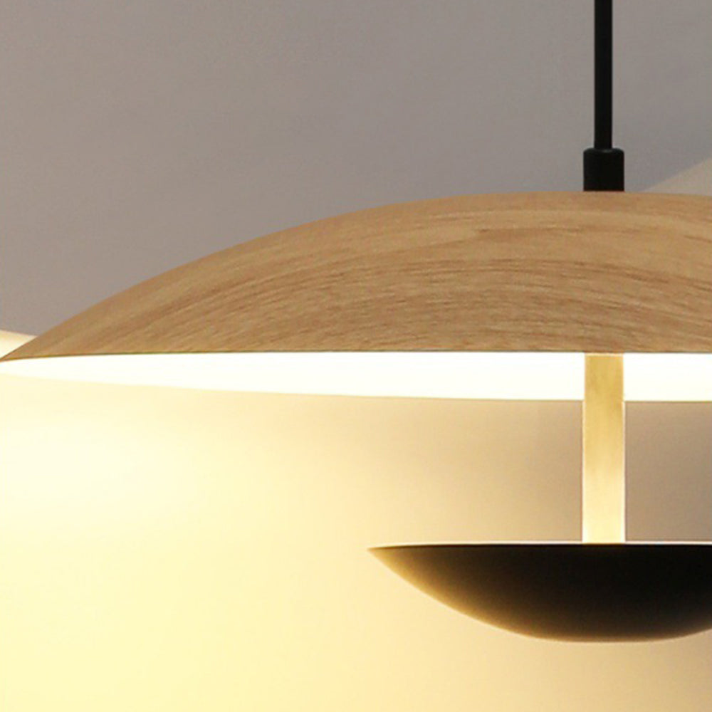 Carins Nordic Frisbee Pendant Light, Metal, Dia35/45cm | Wood or Brown
