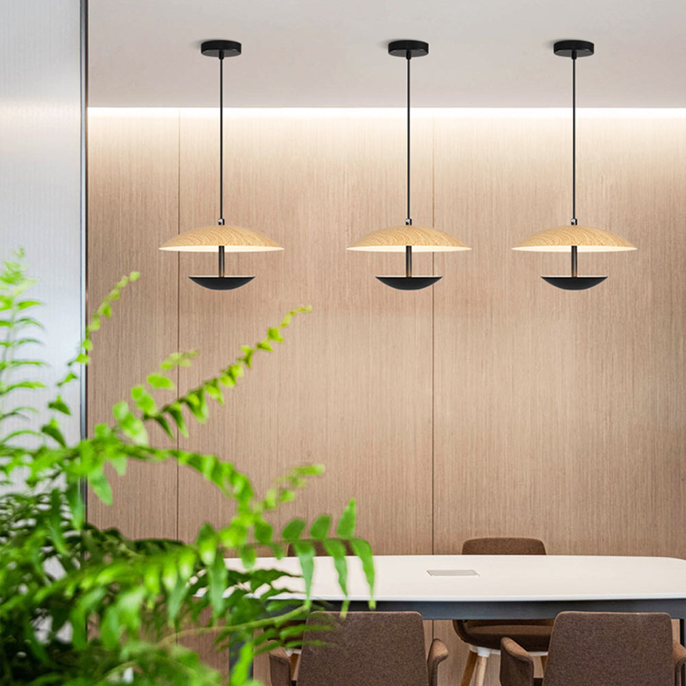 Carins Nordic Frisbee Pendant Light, Metal, Dia35/45cm | Wood or Brown