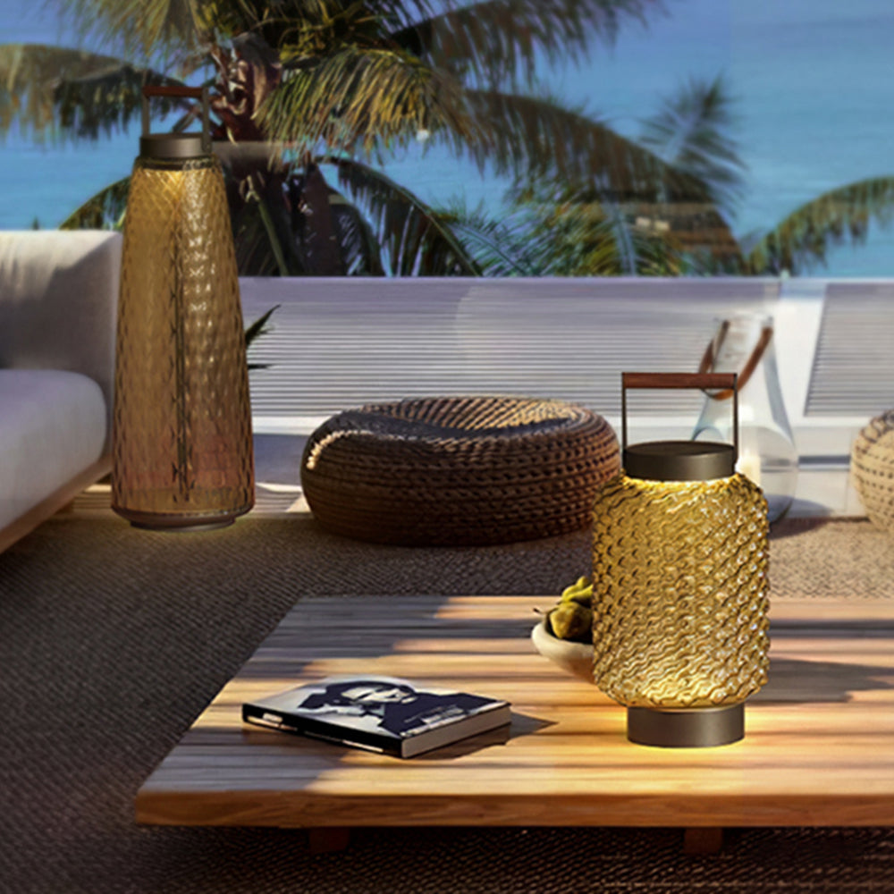 Hailie lantern floor lamp outdoor setting