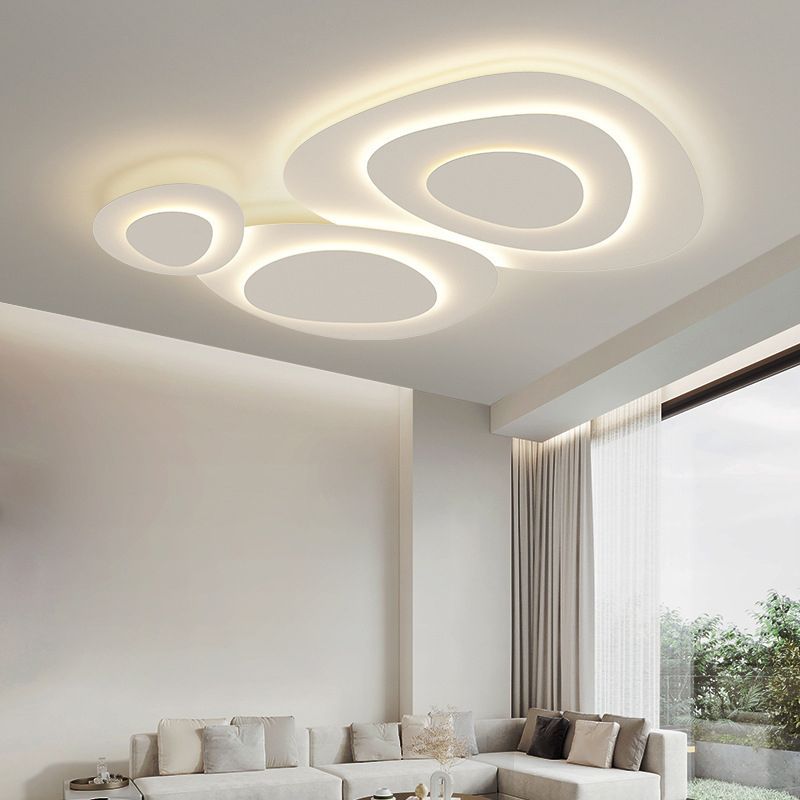 Valentina Round Metal LED Flush Mount Ceiling Light, White, D50-D110cm | Warm, Cold, 3-Colour or Dimmable
