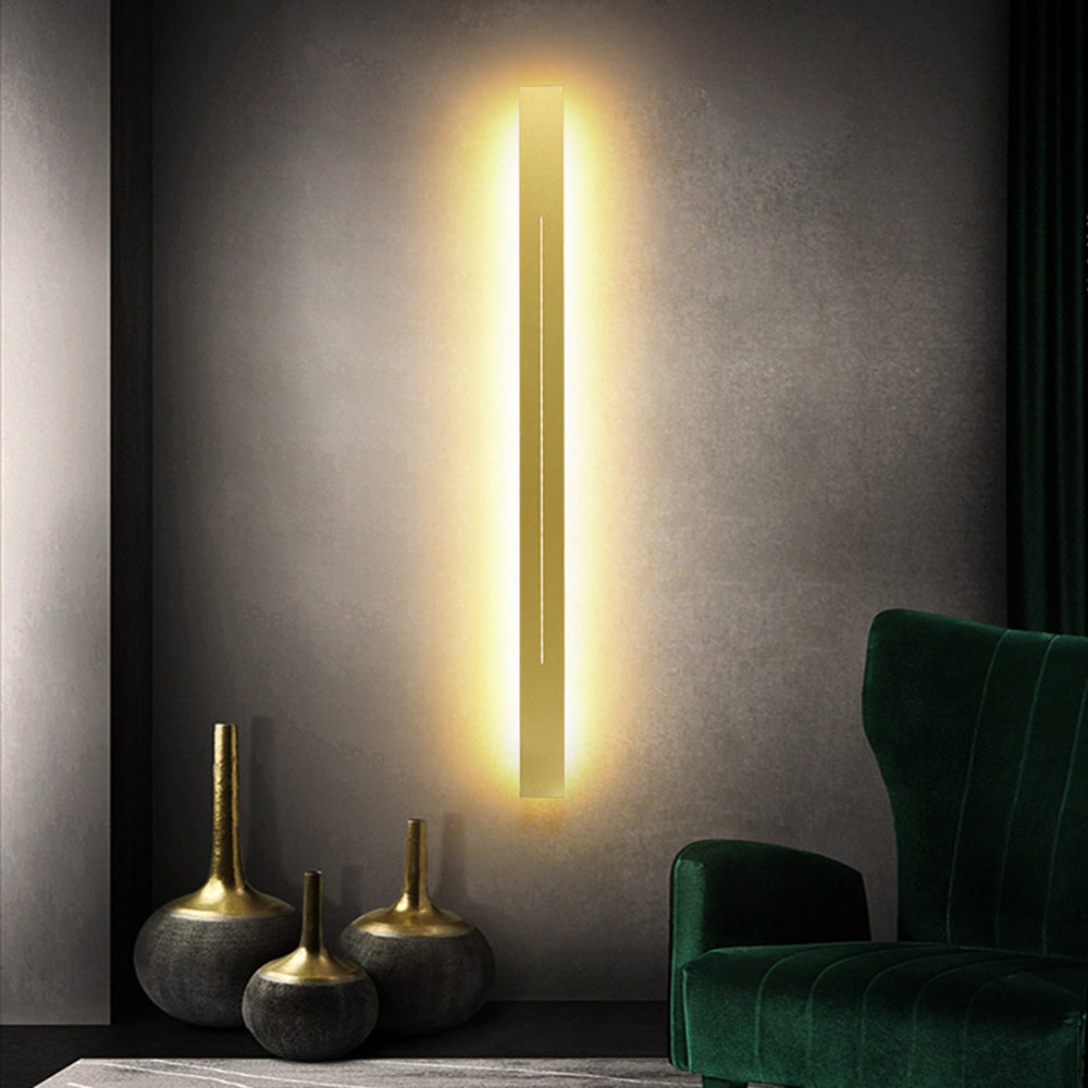 Edge Linear Indoor Wall Lamp, Metal & Acrylic, L60-L180cm | Black or Gold