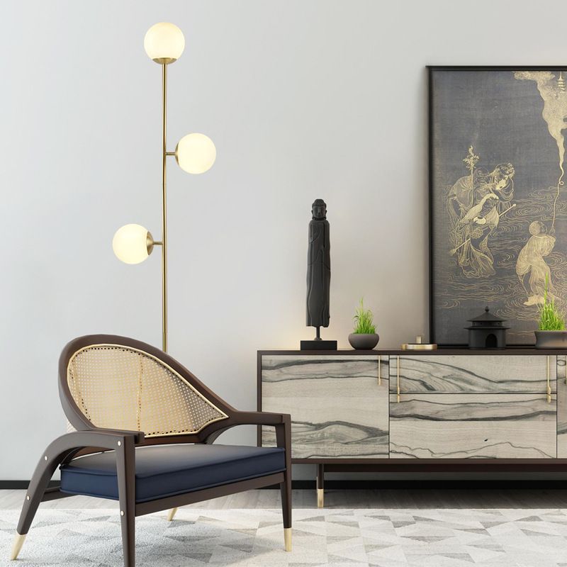 Valentina 3-Head Brass Glass Floor Lamp
