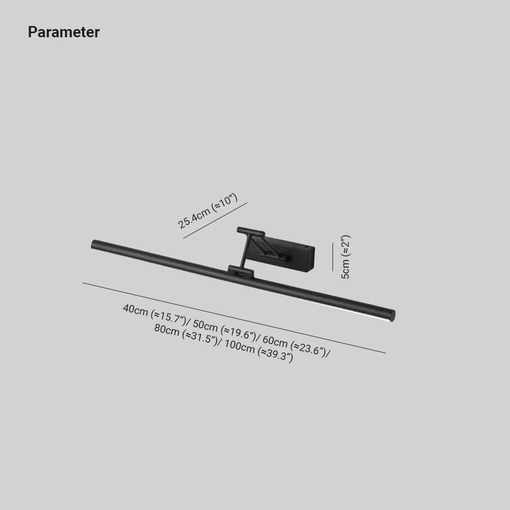 Edge Linear Mirror Front Vanity Wall Lamp, Metal, L40-L100cm | Black or White