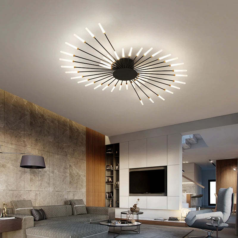 Lowry Flush-Mount Ceiling Light Fireworks Black Gold