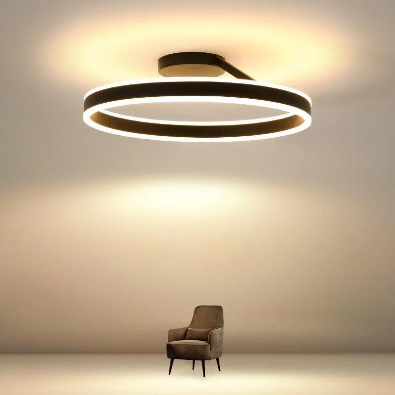 Arisha Modern Circle Flush Mount Ceiling Light, Metal & Acrylic | Black or White