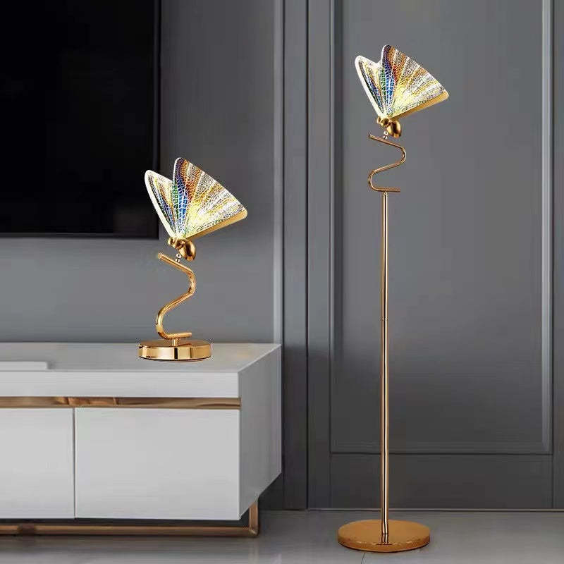 Kady Gold Butterfly Floor Table Lamp detail