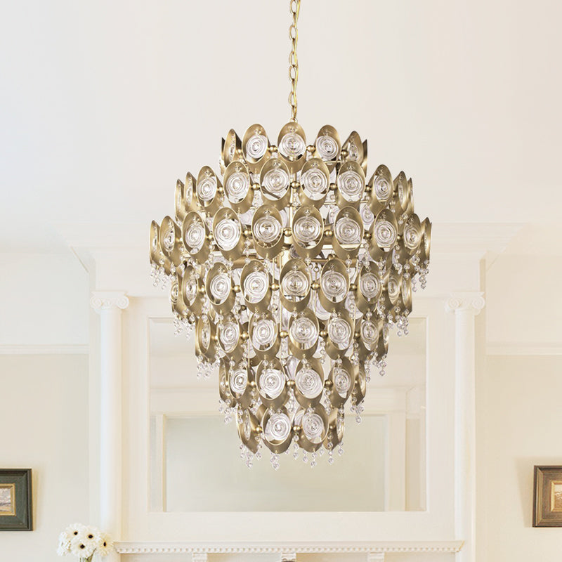 12-Light Antiqued Brass Crystal Chandelier